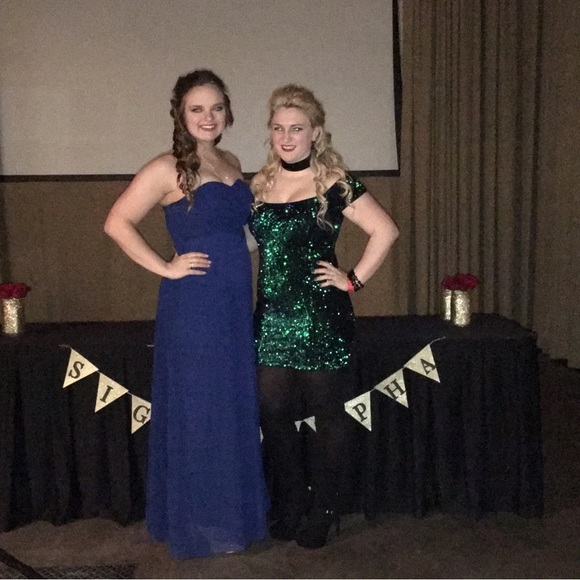 Blue Maxi Strapless Lulu’s Formal Dress - Picture 4 of 4